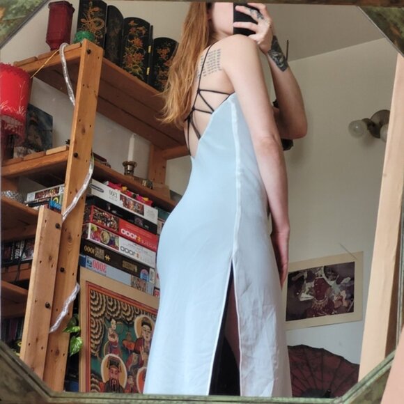 Vintage side slit open back reversible black and white dress - S - Picture 7 of 9